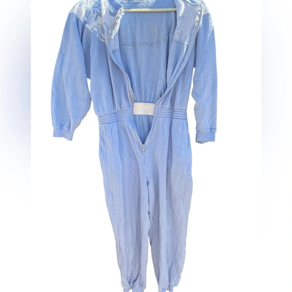 Liz Thomas Vintage 1980s Chic Blue Lace Detail Jumpsuit - Picture 2 of 8